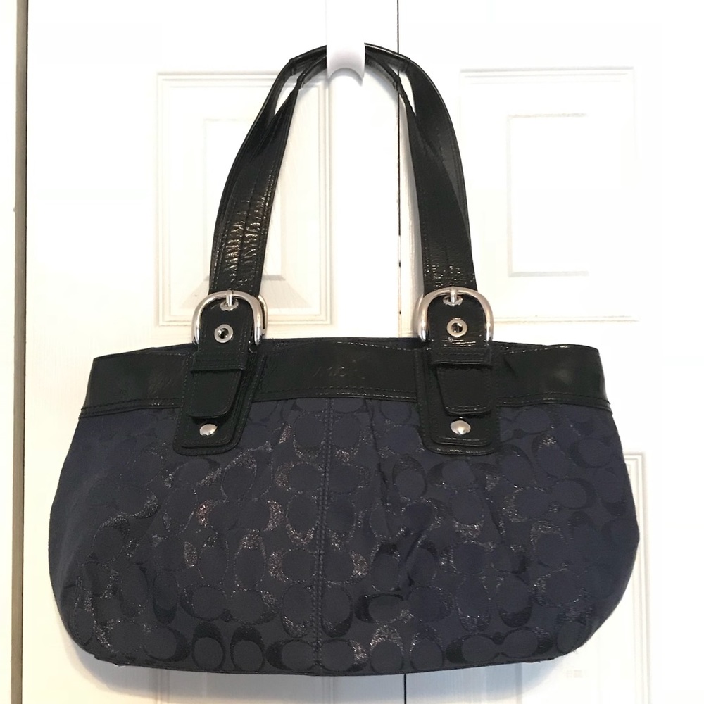 Coach Jacquard Dark Blue Tote